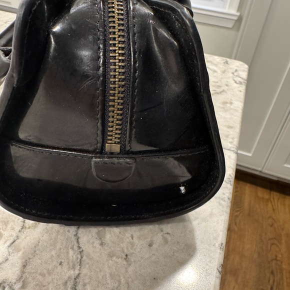 Tiffany & Fred Paris Patent Leather Top-Handle Tote Women's Black Handbag Scuffs - Picture 8 of 15